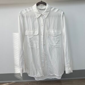 Womens Zara White Casual Button Down Shirt